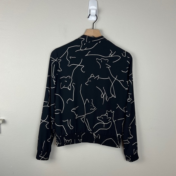 Aritzia Babaton Black Fox Print Full Zip Bomber Jacket - Picture 3 of 6